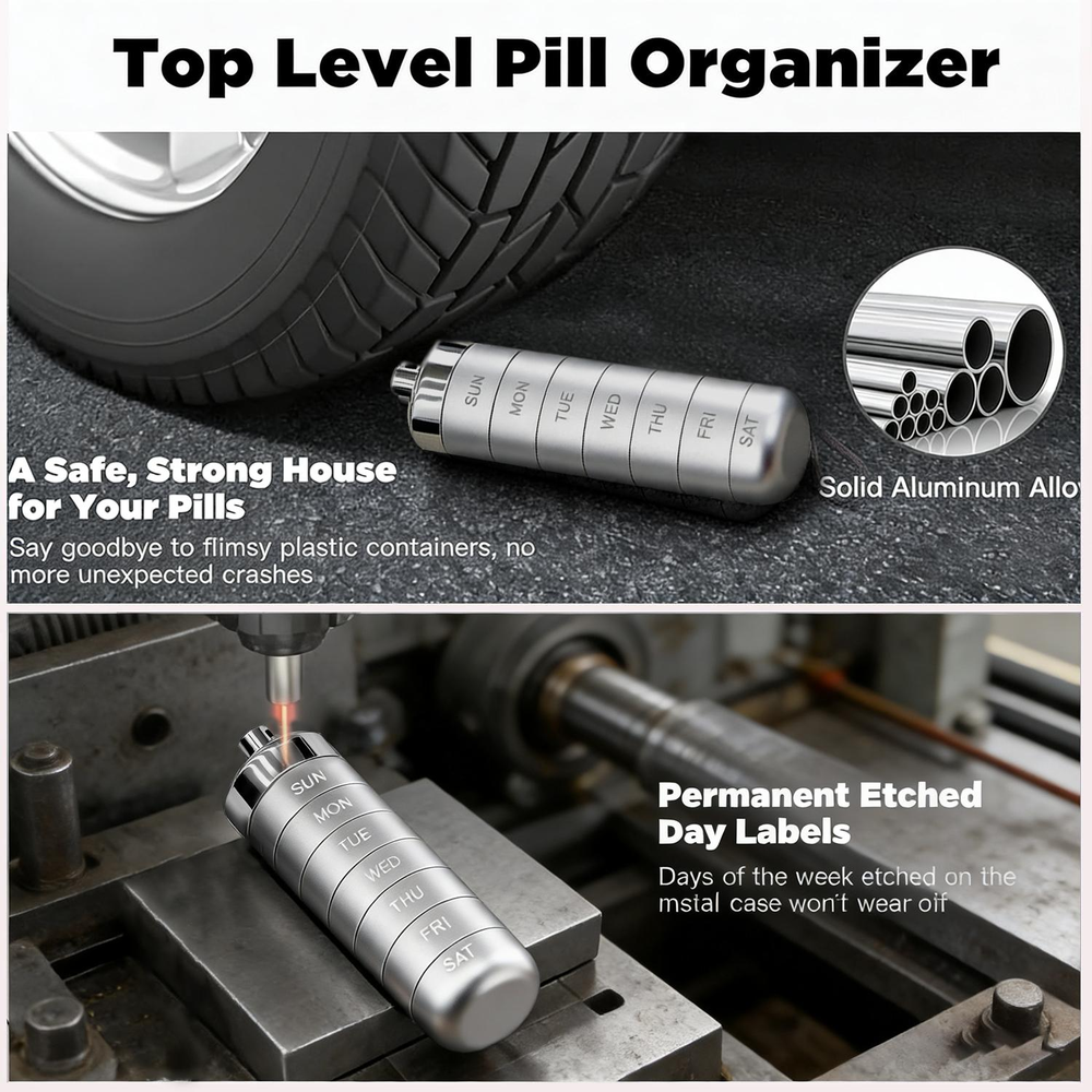 🚀 LIMITED OFFER 50% OFF – Shop Now! 🧳💊Metal Travel Pill Organizer